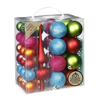 Kerstballen - 39-dlg - 4 en 6 cm - met piek - gekleurd - kunststof Kerstballen - 39-dlg - 4 en 6 cm - met piek - gekleurd - kunststof