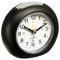 Wekker/alarmklok Little Ben - zwart - kunststof - 11 x 10 cm - met snooze knop