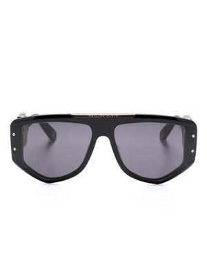 Philipp Plein Eyewear lunettes de soleil oversize à plaque logo - Noir