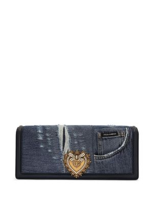 Dolce & Gabbana sac porté épaule Devotion en jean patchwork - Bleu