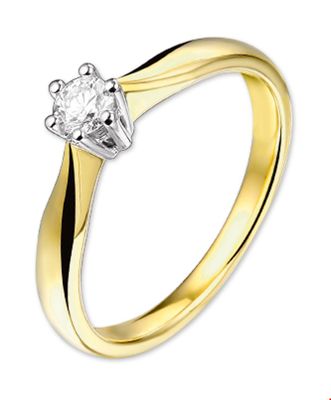 TFT Ring Diamant 0.20ct H SI Bicolor Goud