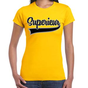 Verkleed T-shirt voor dames - superieur - geel - foute party - carnaval