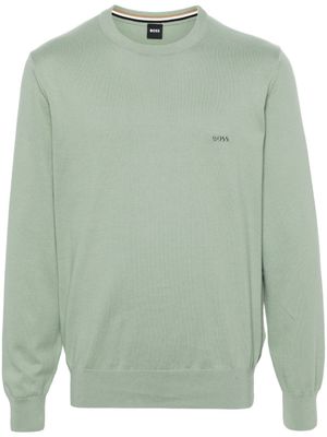BOSS pull en coton à logo brodé - Vert