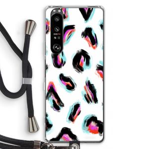 Cheetah color: Sony Xperia 1 III Transparant Hoesje met koord