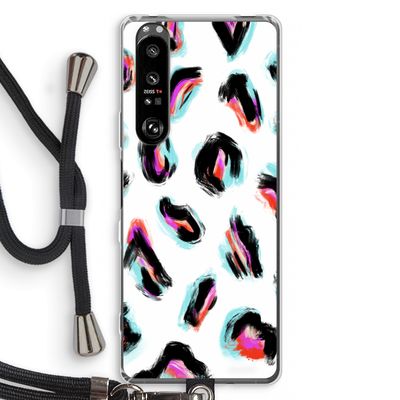 Cheetah color: Sony Xperia 1 III Transparant Hoesje met koord