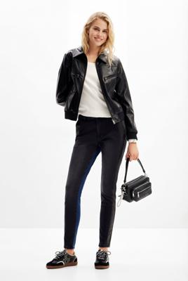 Contrasterende slim fit spijkerbroek - BLACK - 44