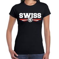 Zwitserland / Switzerland landen / voetbal t-shirt zwart dames - thumbnail