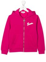 Lanvin Enfant hoodie zippé à logo brodé - Rose