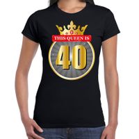 This Queen is 40 verjaardag t-shirt zwart 40 jaar voor dames