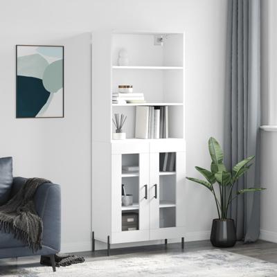 Hoge kast 69,5x34x180 cm bewerkt hout wit