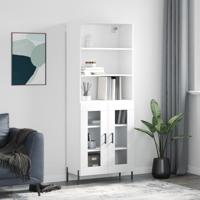 Hoge kast 69,5x34x180 cm bewerkt hout wit