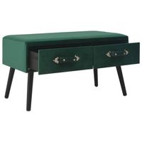 The Living Store Salontafel Fluweel Groen - 80x40x46 cm - 2 lades - thumbnail