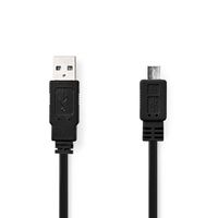 Platte USB 2.0-Kabel | A Male - Micro-B Male | 1,0 m | Zwart - thumbnail