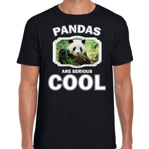 T-shirt pandas are serious cool zwart heren - pandaberen/ panda shirt 2XL  -