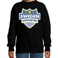 Zweden / Sweden schild supporter sweater zwart voor kids