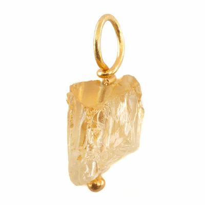 Ruwe Edelsteen Hanger Citrien 925 Zilver & Verguld (8 - 12 mm)