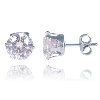 LGT Jewels Stud oorbellen Edelstaal Classic Round Transparent 8mm