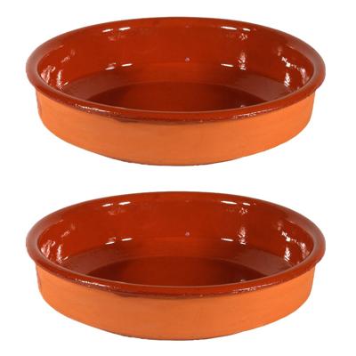Gerimport Tapas bord/schaal - 2x - Sevilla - 26 cm - aardewerk - oranje - serveerschaal