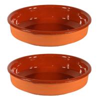 Gerimport Tapas bord/schaal - 2x - Sevilla - 26 cm - aardewerk - oranje - serveerschaal