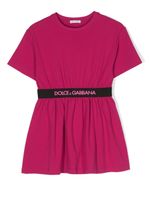 Dolce & Gabbana Kids robe à taille à logo - Rose - thumbnail