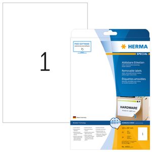 Etiket HERMA 10021 210x297mm A4 verwijderbaar wit 25stuks