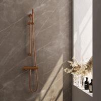 BRAUER Stripe Opbouw Douche Thermostaatkraan - SET 01 - glijstang - staaf handdouche - doucheslang - koper geborsteld PVD 5-GK-345