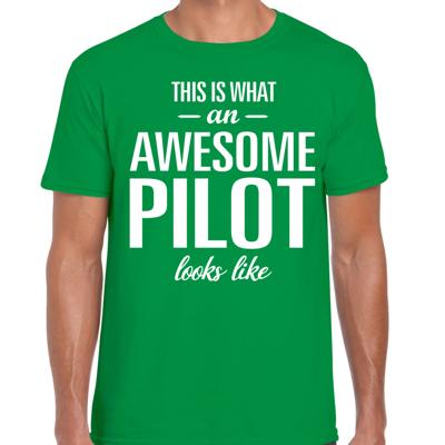 Cadeau T-shirt voor heren - groen - this is what an awesome pilot looks like - verjaardag - beroep Cadeau T-shirt voor heren - groen - this is what an awesome pilot looks like - verjaardag - beroep