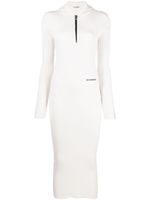 Jil Sander logo-print ribbed midi dress - Tons neutres