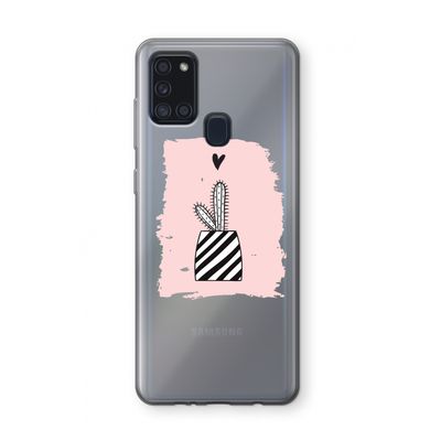 Zwart-wit cactus: Samsung Galaxy A21s Transparant Hoesje
