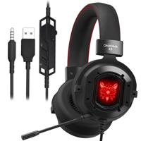 ONIKUMA K3 RGB Single plug licht instelbare PC Gaming hoofdtelefoon met microfoon (zwart rood)