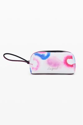 Middelgrote toilettas met leerlook en stiksels - RED - U