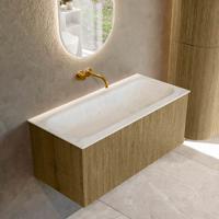 Badmeubel Mondiaz Kurve-Dlux | 100 cm cm | Meubelkleur Dusk | Wastafelkleur Opalo | Solid surface | Wasbak midden spoelbak | Zonder kraangat(en)