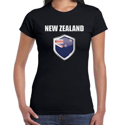 Nieuw Zeeland landen supporters t-shirt - zwart - dames - fan kleding - korte mouwen Nieuw Zeeland landen supporters t-shirt - zwart - dames - fan kleding - korte mouwen