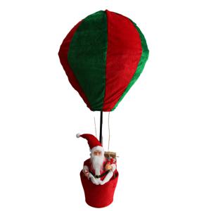 Luchtballon met kerstman decoratie figuur - 97 cm - rood/groen - kerstdecoratie figuren