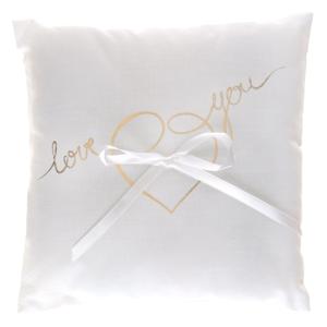 Santex Bruiloft trouwringen kussentje - love you - satijn wit - 18 x 18 cm