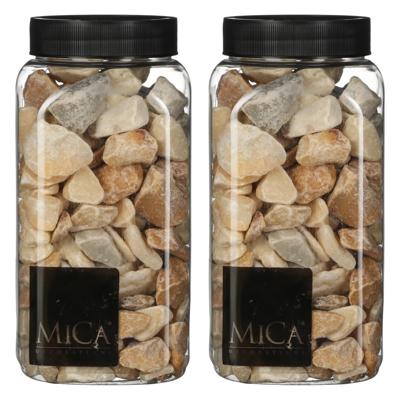 Mica Decorations decoratie stenen - 2x - 650ml - lichtbruin mix - hobby steentjes