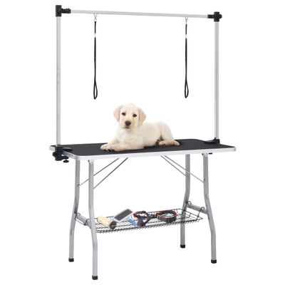 VidaXL Hondentrimtafel verstelbaar met 2 lussen en opbergschap