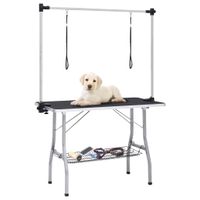 VidaXL Hondentrimtafel verstelbaar met 2 lussen en opbergschap