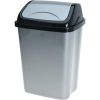 Storage Solutions Afvalemmer SWING - 5 liter - grijs/zwart - met klep deksel - kunststof