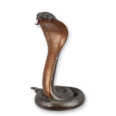 A BRONZE SCULPTURE OF A COBRA - BROWN