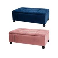 Kruk DKD Home Decor Roze Polyester Fluweel Marineblauw Populier (70 x 39,5 x 24,5 cm) (2 Stuks)