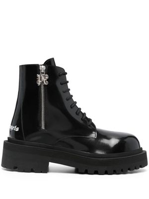 Palm Angels bottines lacées à logo imprimé - Noir