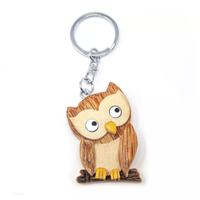 Sleutelhanger houten uil - 5 cm - Uilen dieren sleutelhangers