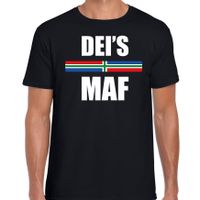 Deis maf met vlag Groningen t-shirts Gronings dialect zwart voor heren - thumbnail