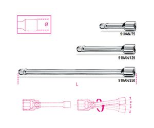 Beta 3/8” verlengstukken, zwenkbaar 910AN/250 - 009100829