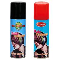 Carnaval verkleed haarverf - haarspray - kleuren rood en zwart - 125 ml per flacon Carnaval verkleed haarverf - haarspray - kleuren rood en zwart - 125 ml per flacon