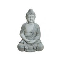 Boeddha beeld XXL - antiek grijs - 62 cm - van polystone - binnen/buiten