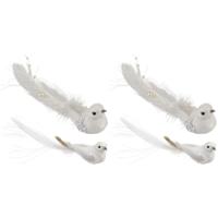 Kersthangers - 4x?- wit -?vogeltje - op clip - 16,5 cm - kunststof - kerstversiering