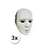 3 witte grimeer maskers van plastic