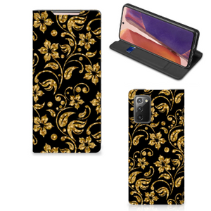 Samsung Galaxy Note20 Smart Cover Gouden Bloemen